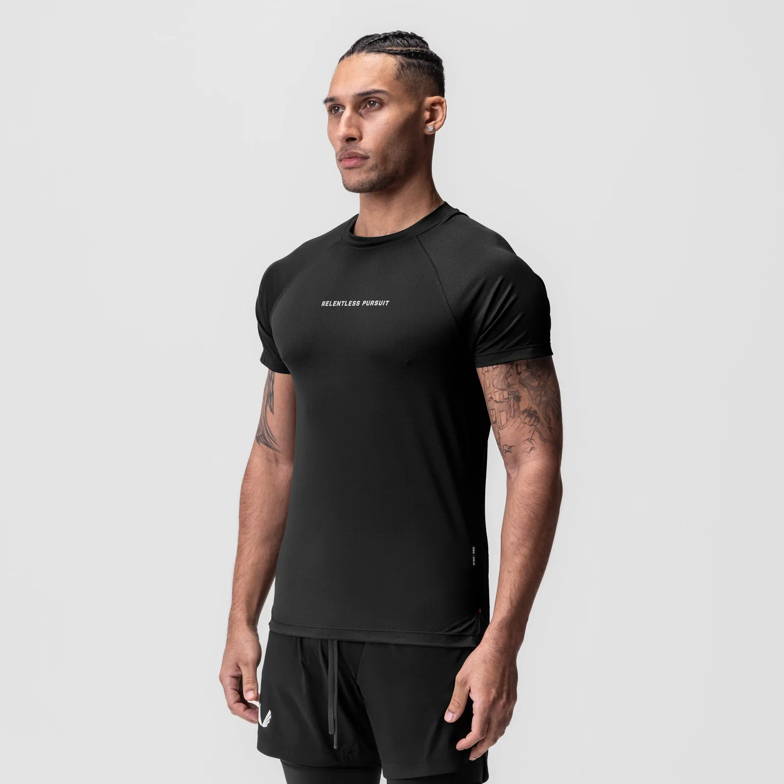 0918. AeroSilver? Fitted Tee - Black "RP" Relaxed Fit Design Bohemian freedom