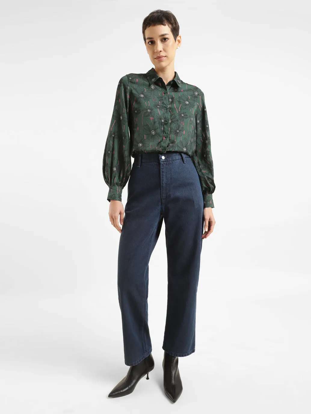 Classic Wear Textured Road Trip Casual Friday Home Comfort Women's 94 Blue Baggy Fit High Rise Jeans