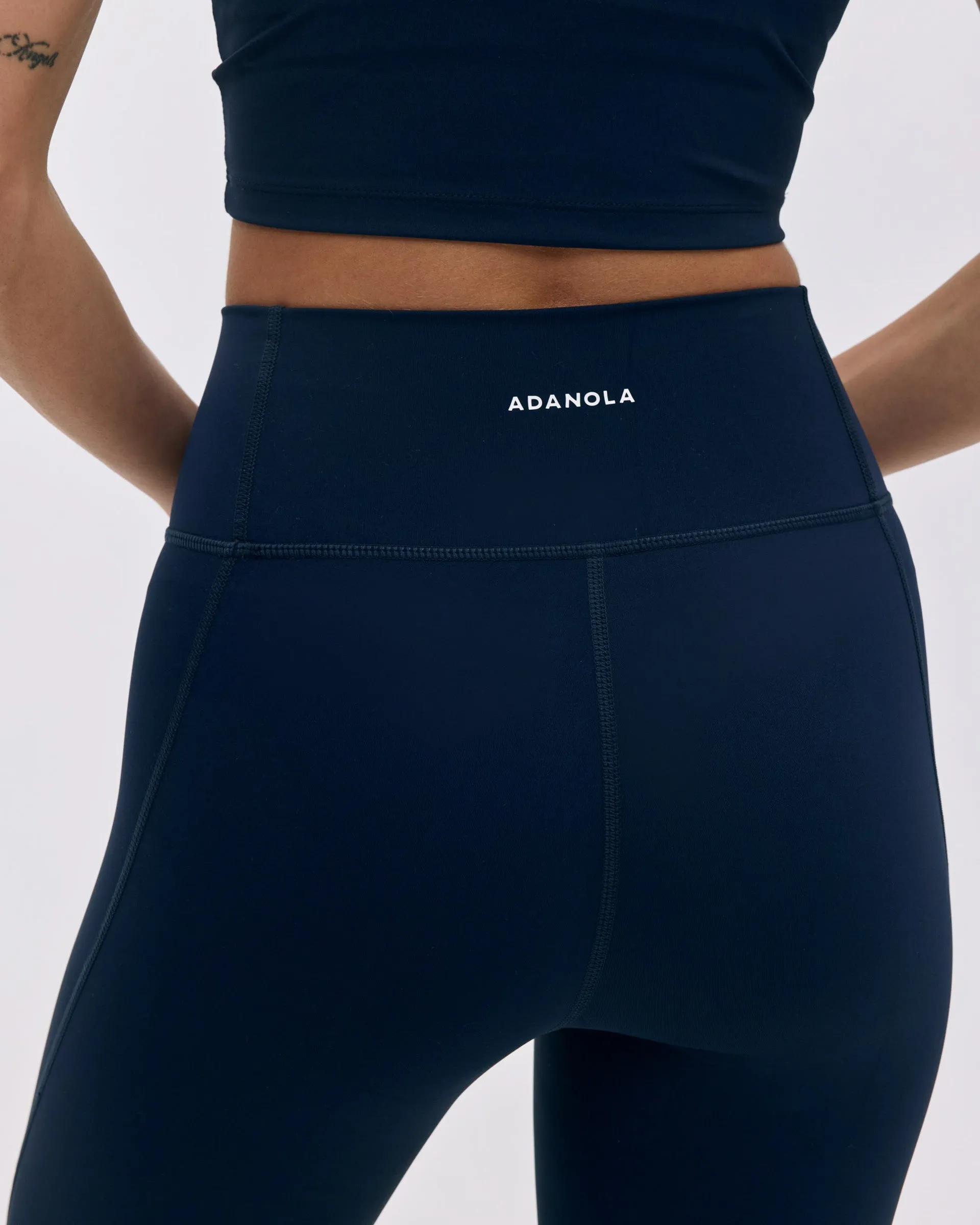 Four Way Cycling Trip Eco Friendly Fabric Flared Yoga Pant - Navy Blue