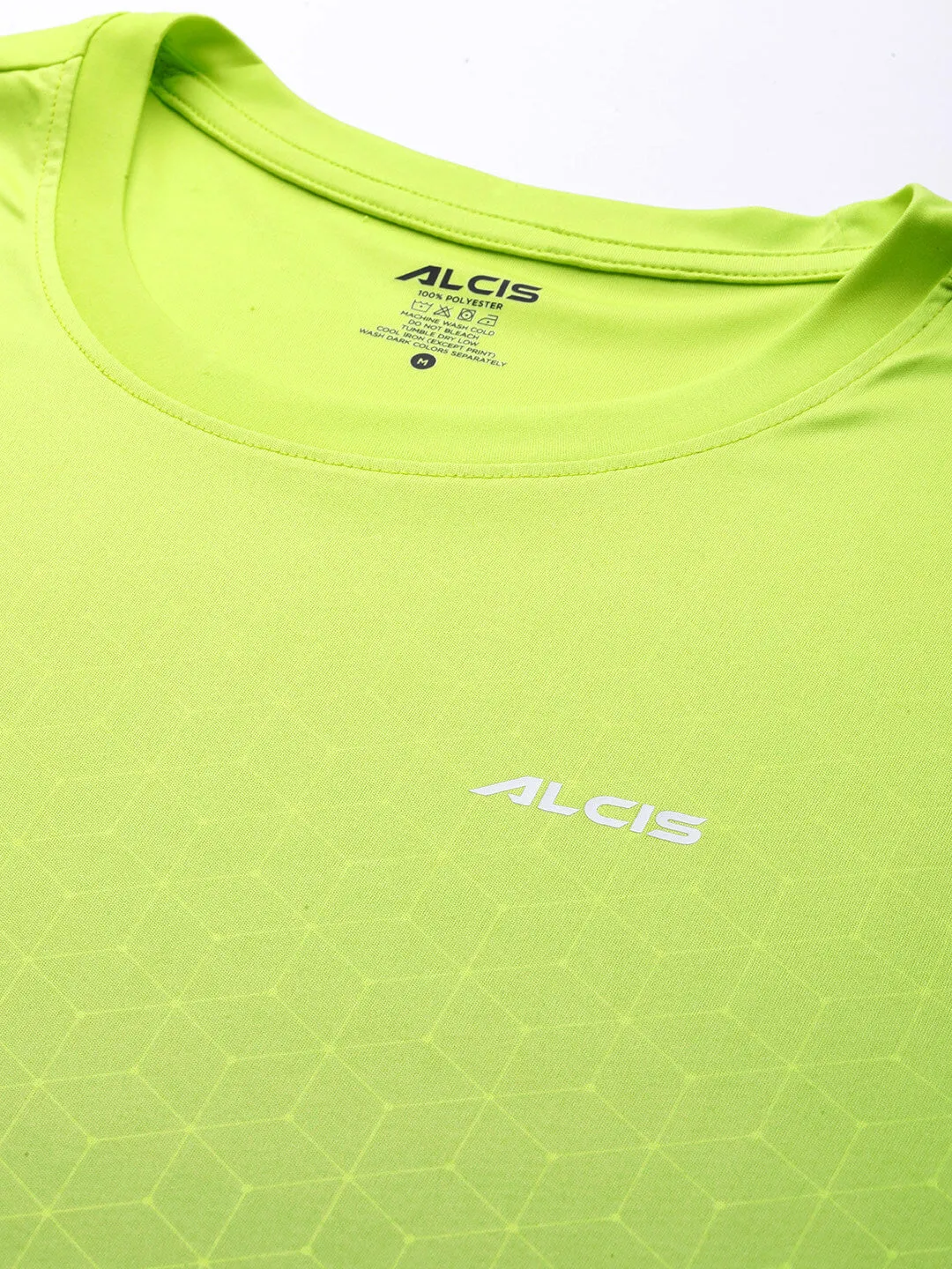 Silk Glow Adjustable drawstring Alcis Men Lime Green  Printed Dry Tech Slim Fit T-shirt
