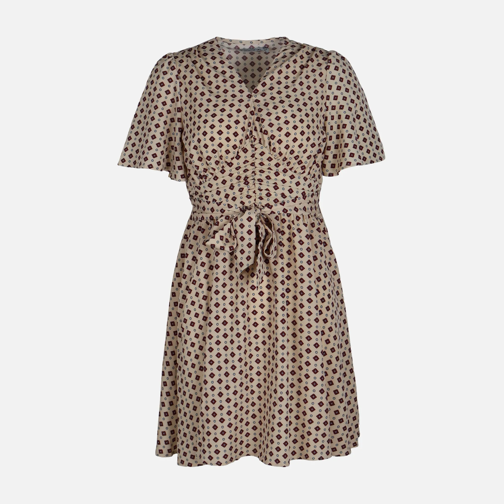 Energy Mood DoubleLayered Fabric WOMEN FLORAL SHORT SLEEVE MIDI DRESS