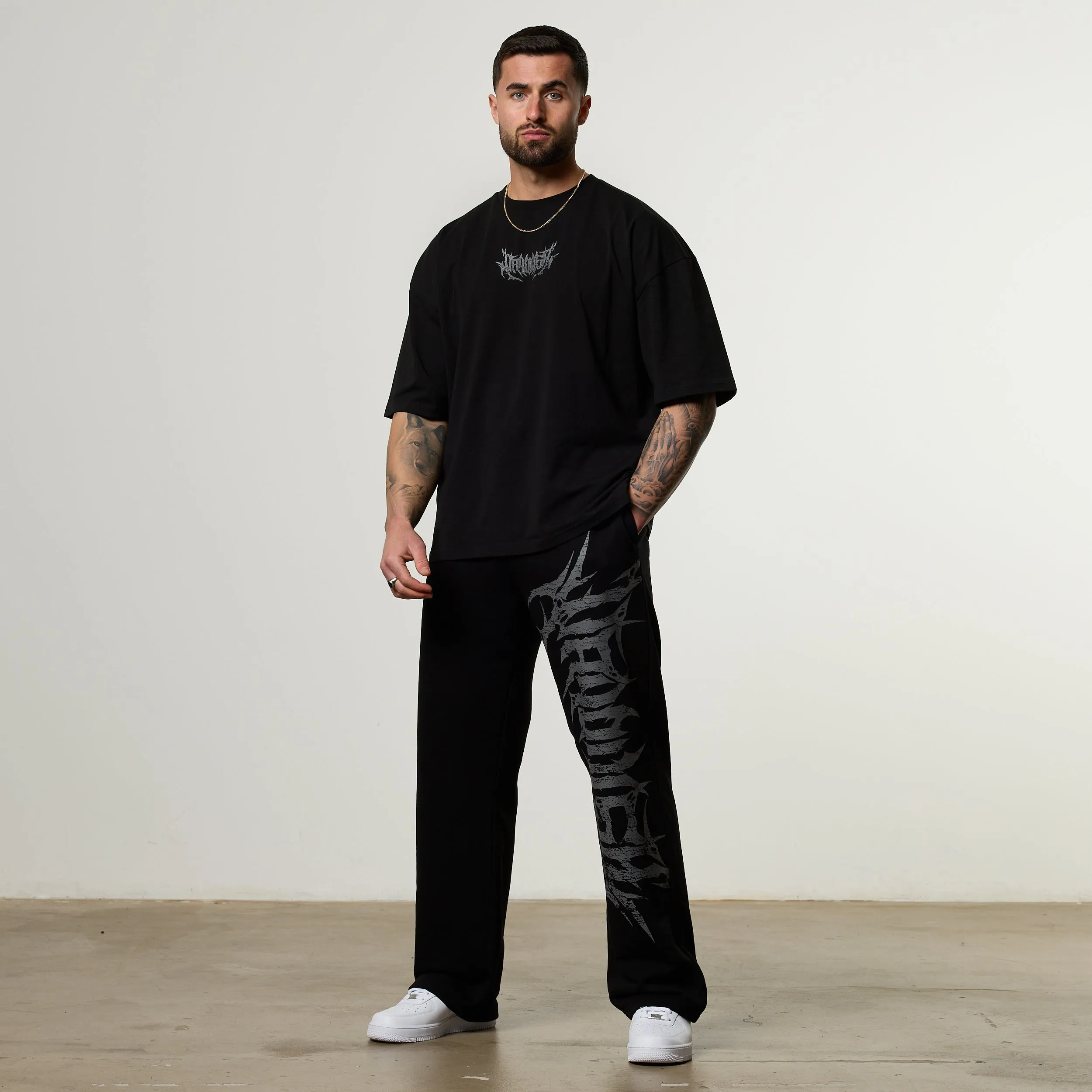Sleeveless freedom Fresh Look Vanquish Metal Black Boxy Oversized T Shirt