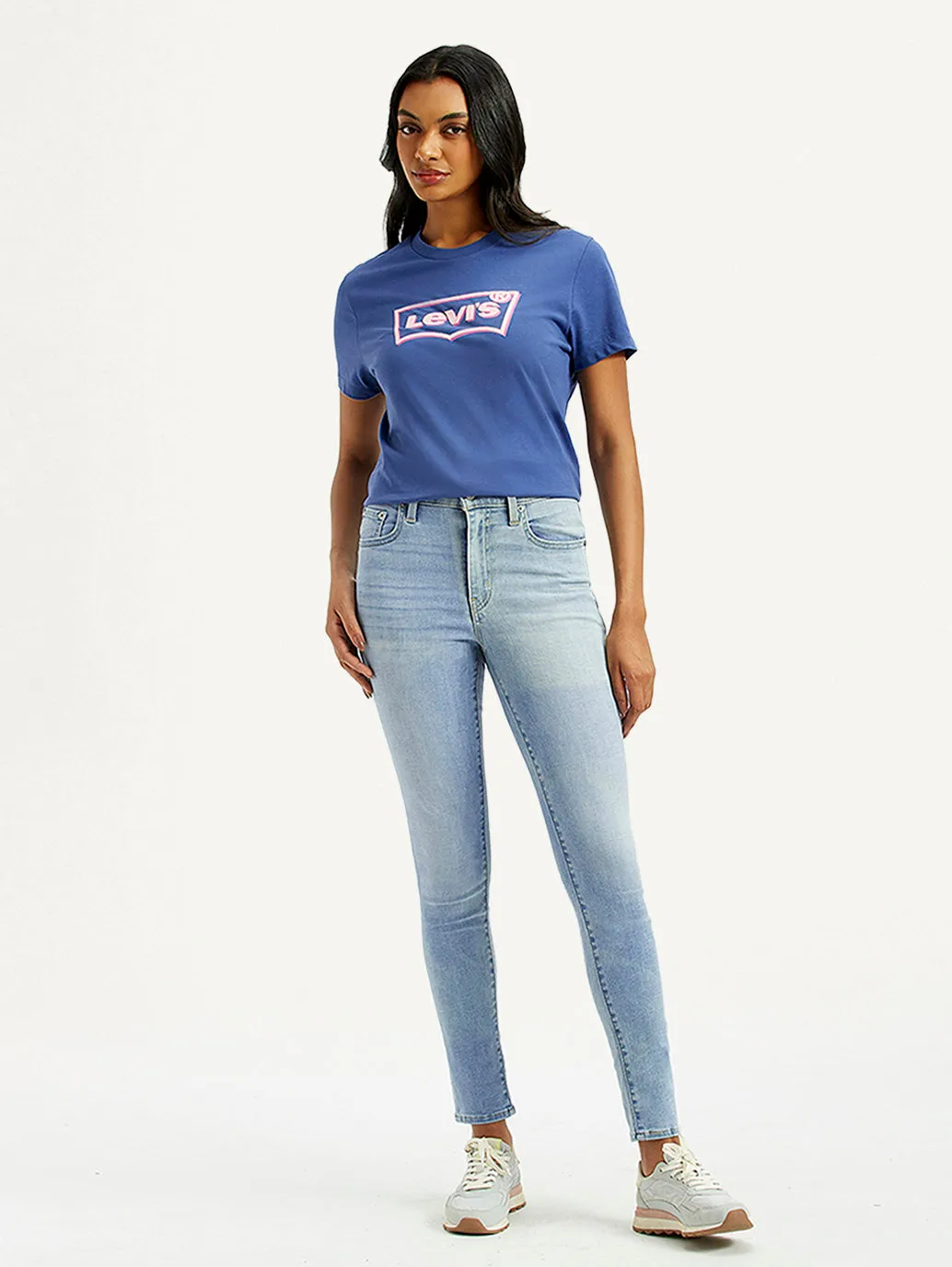 Minimalist Night Out Smooth Women's 721 Light-Blue Skinny Fit High Rise Jeans