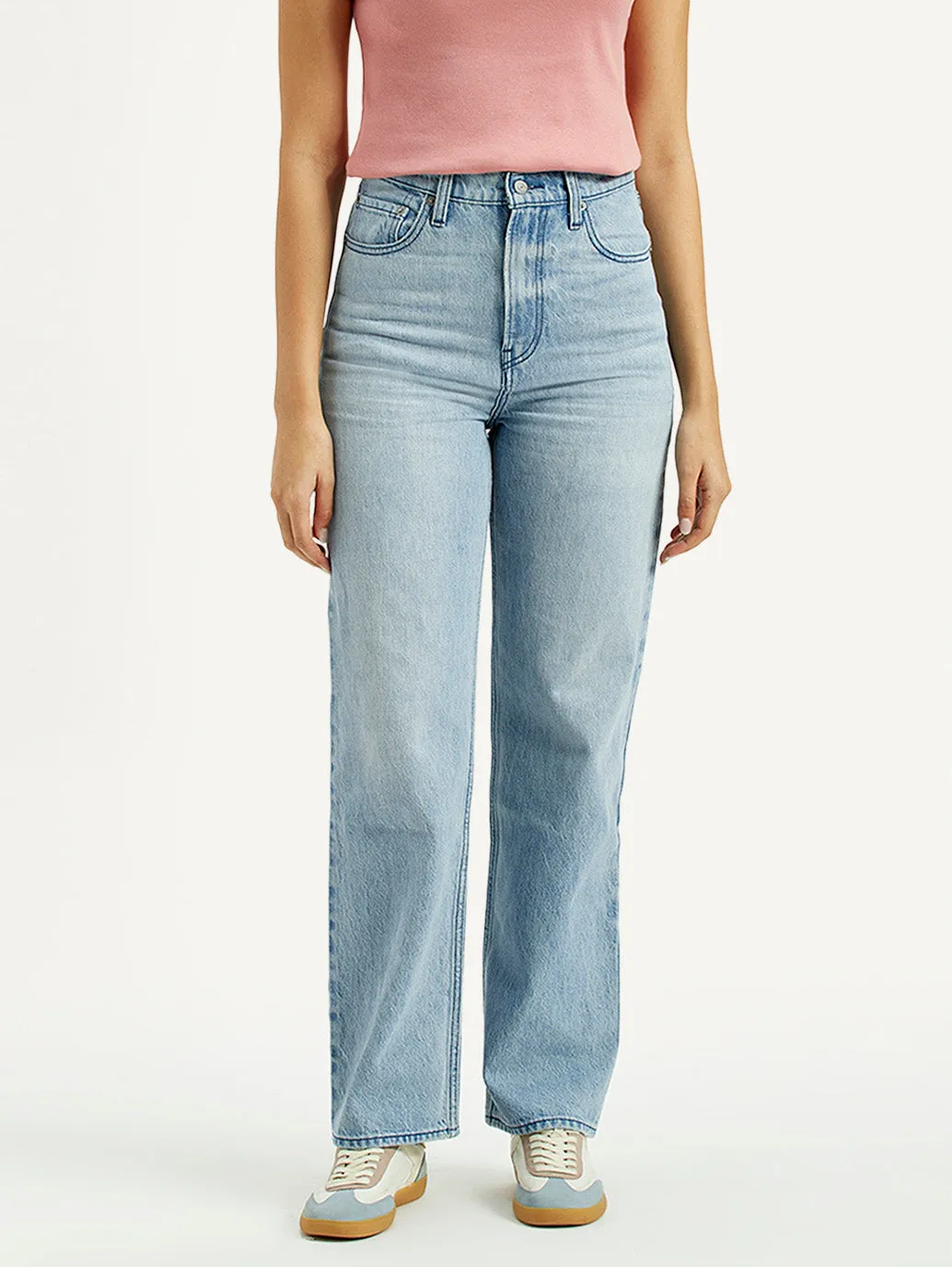 Base Look Comfy Wear Women's Light Indigo Ribcage Straight Fit High Rise Jeans