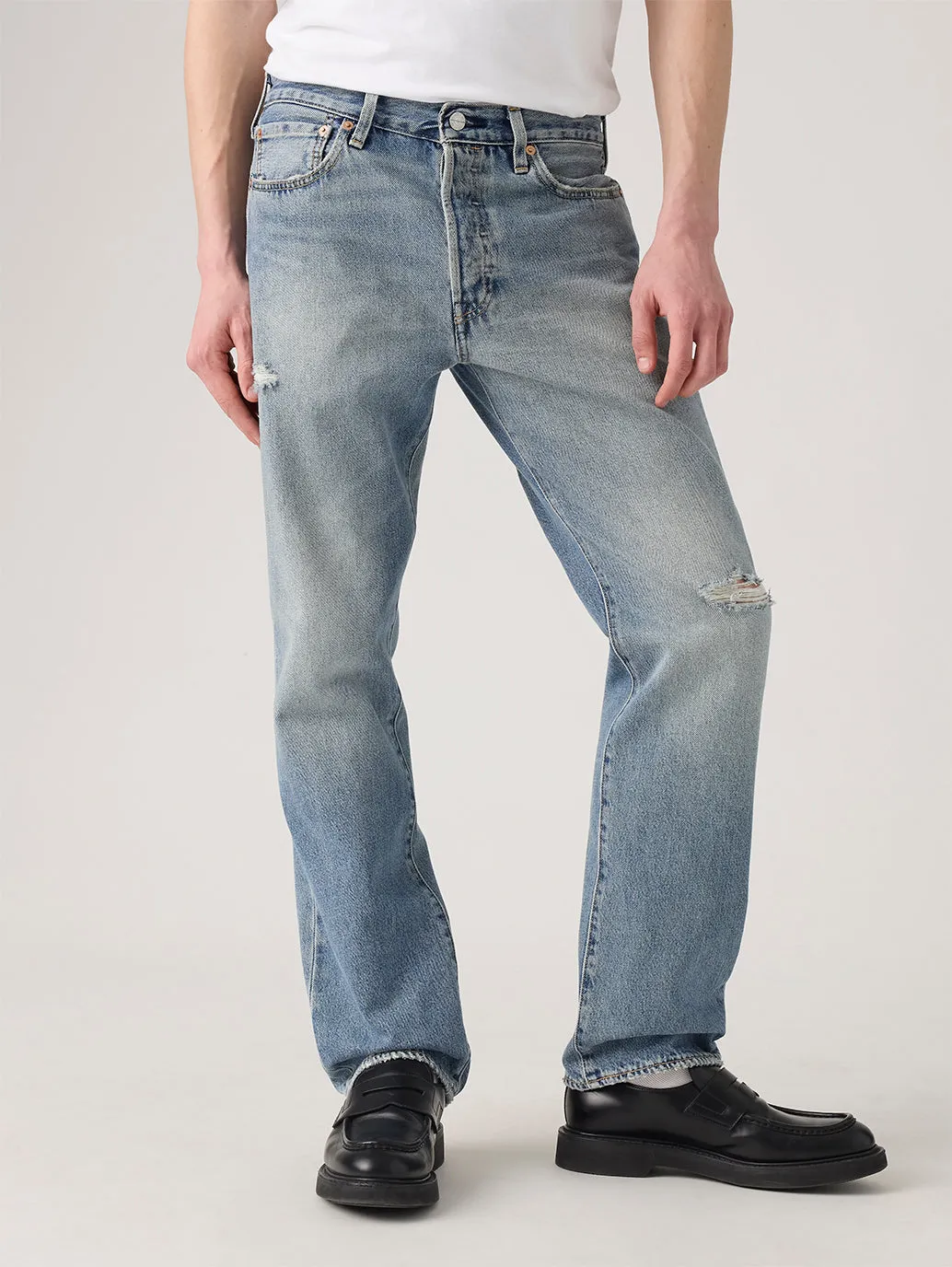 Men's 501 Blue Straight Fit Mid Rise Jeans Minimalist Weekend Getaway Casual