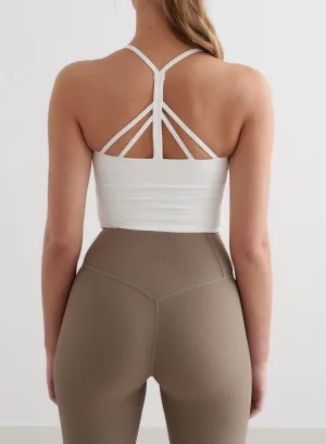 anti tank White Ribbed Performance Bralette