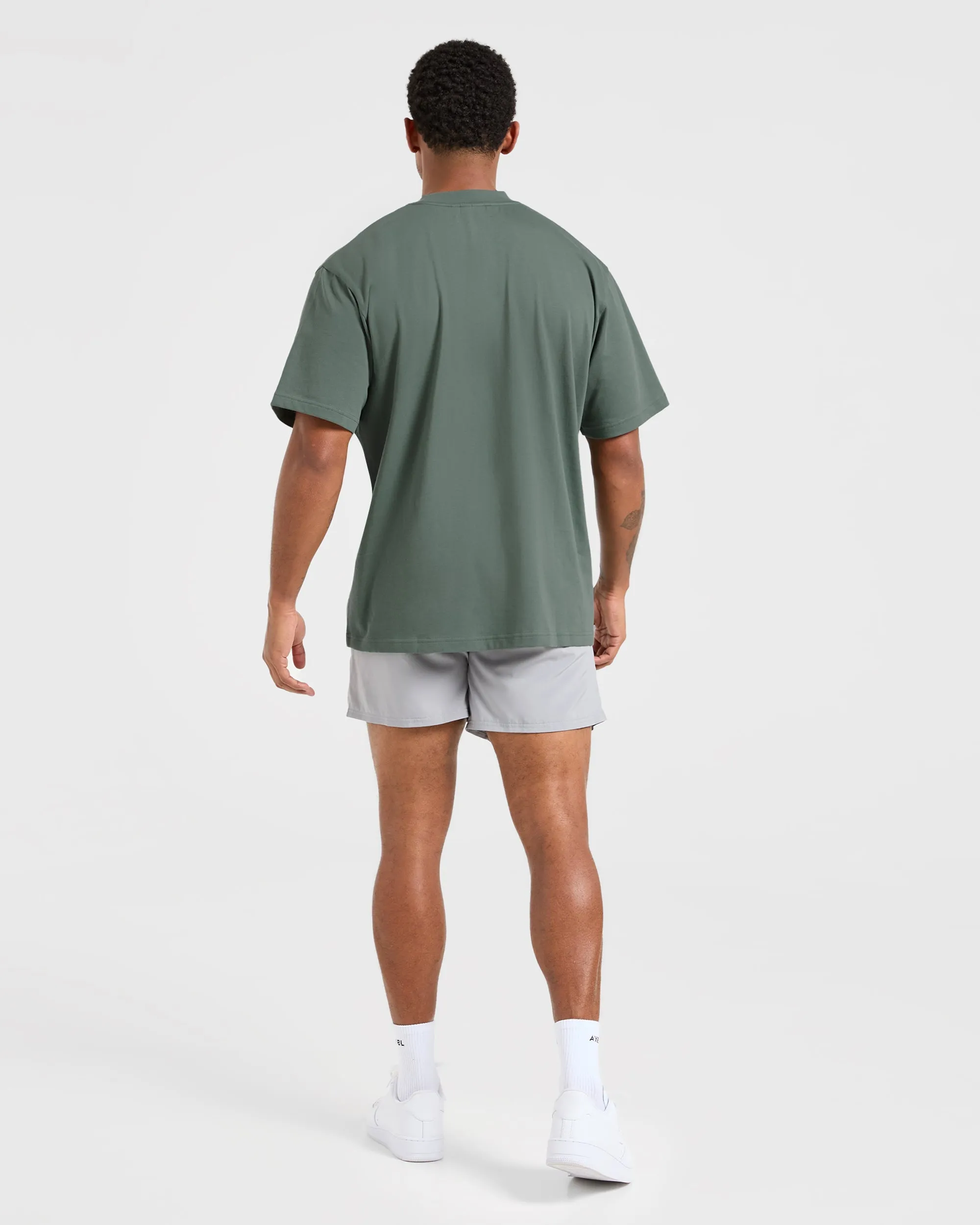 Outdoor Fashion Water Based Ink Lift Club Oversized T Shirt - Vintage Sage
