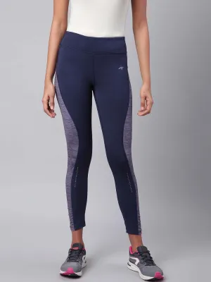 Alcis Women Navy Grey Colourblocked Training Tights Functional Wear Tagless Labeling