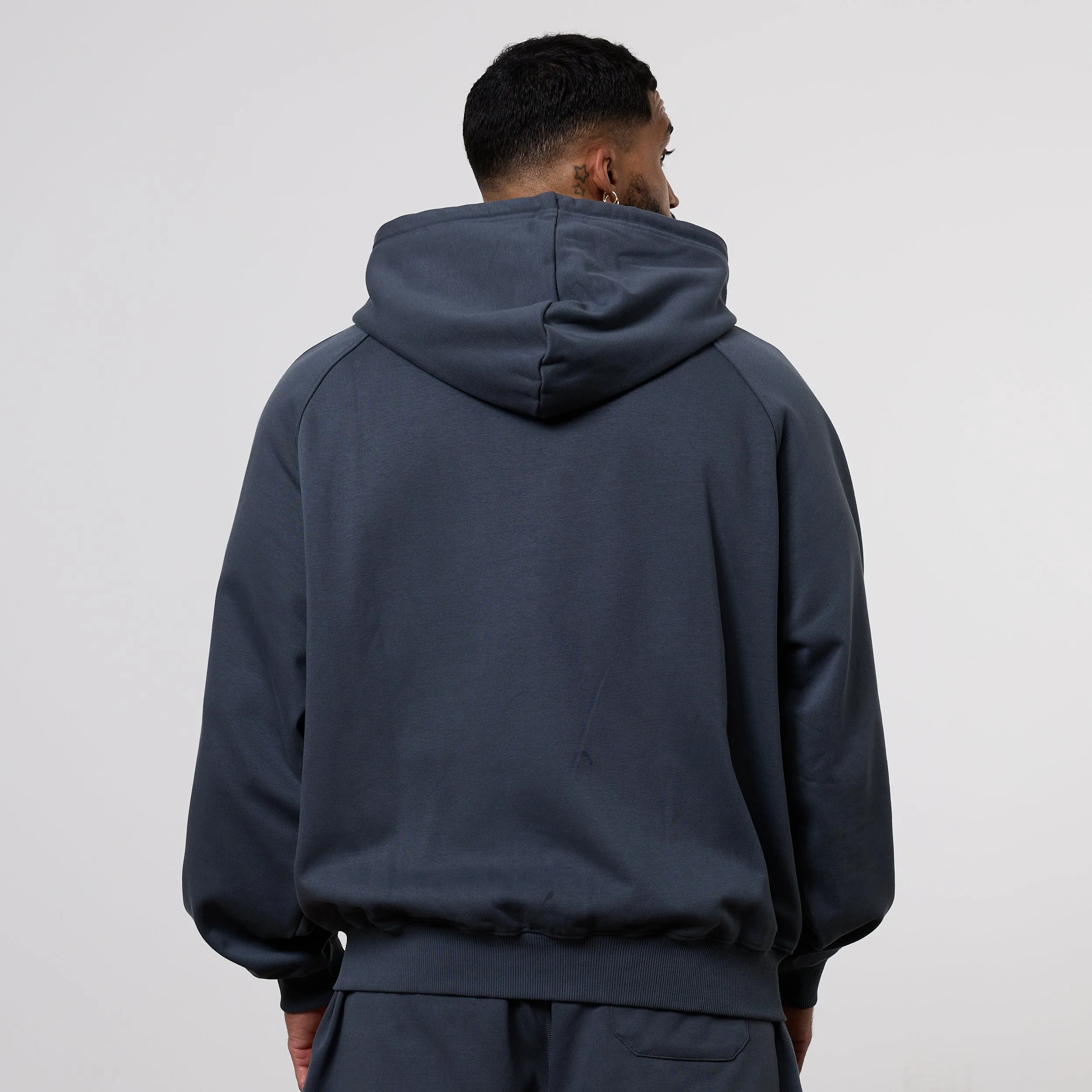 Vanquish Essential Denim Blue Oversized Boxy Hoodie Work From Home Classic Pullover Design
