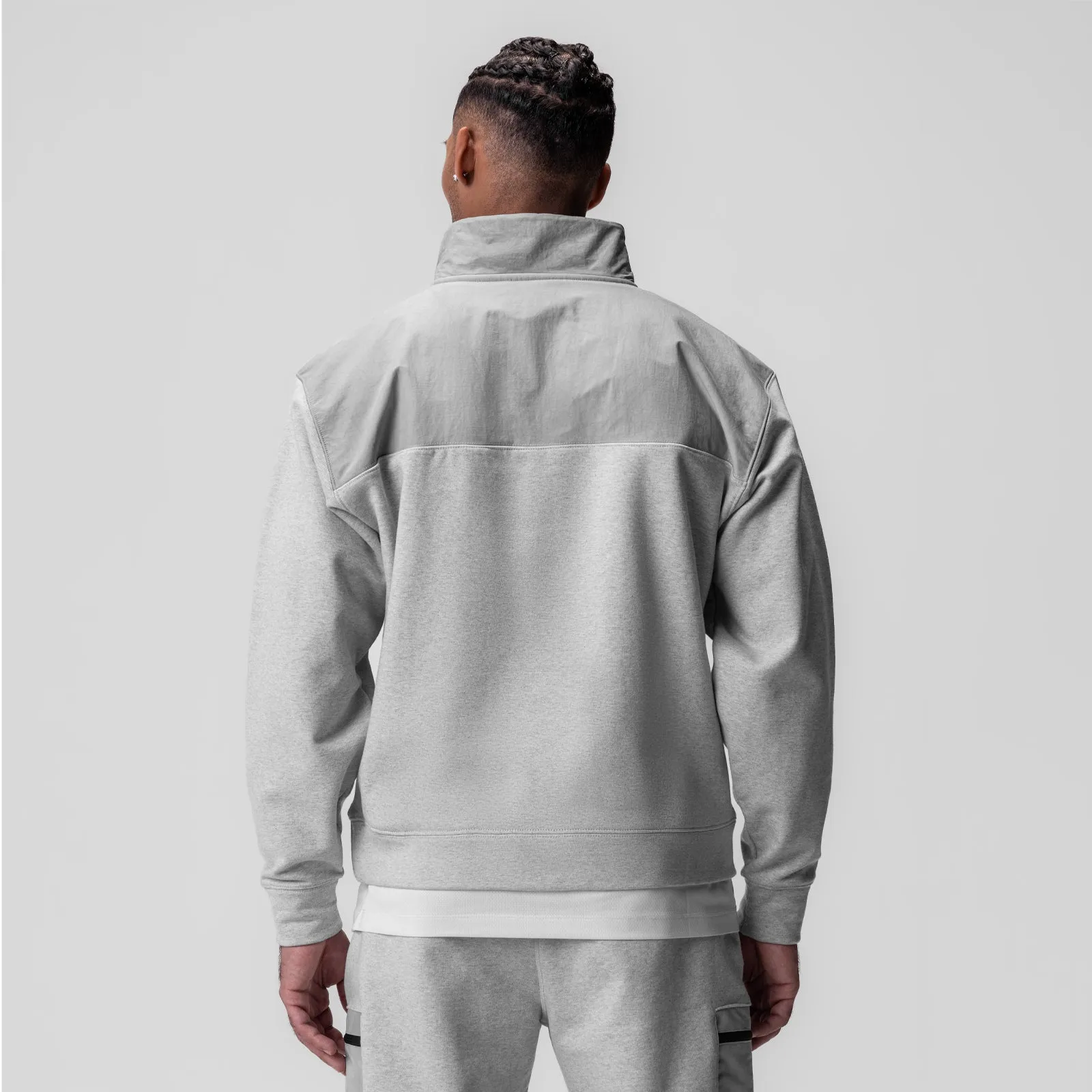 Warm Lining Warthog like 0903. Tech-Terry? Paneled Quarter Zip - Heather Grey "Wave Dye"