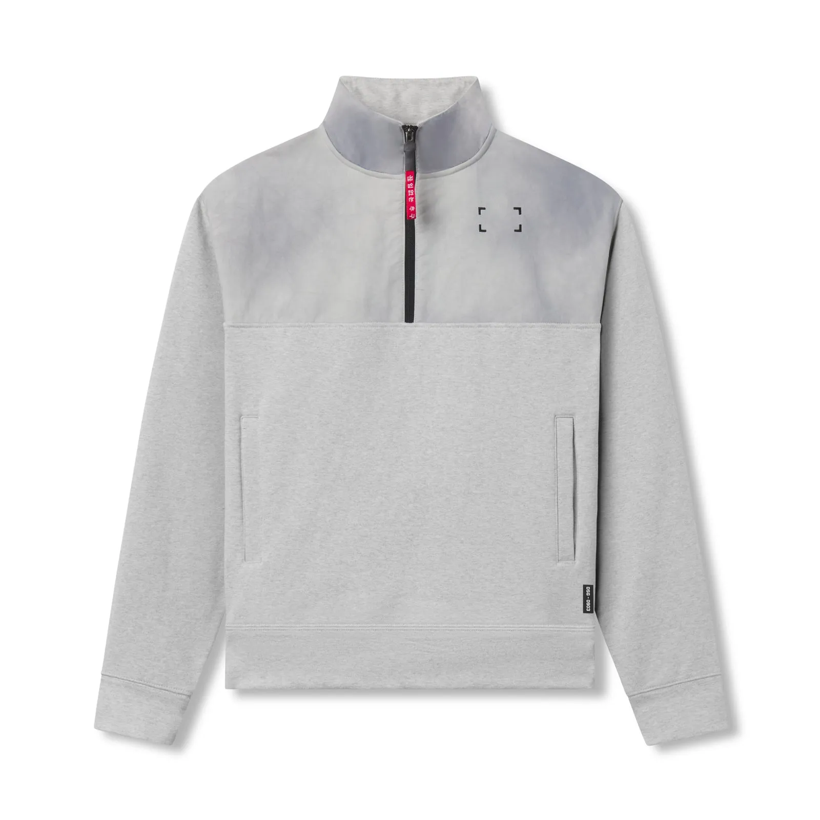 0903. Tech-Terry? Paneled Quarter Zip - Heather Grey "Wave Dye" Breathable knit Teen Fashion
