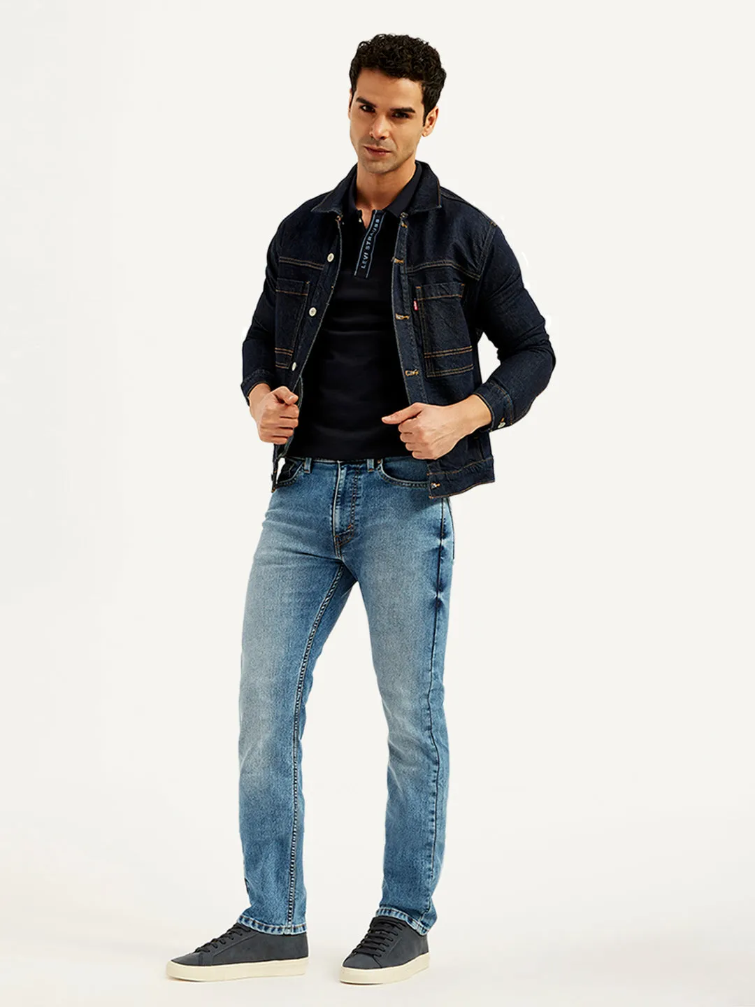 Slim Smooth Men's 513 Blue Slim Straight Fit Mid Rise Jeans