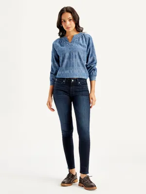 Basic Style Morning Stroll Outdoor Adventure Date Night Women's 711 Navy Blue Skinny Fit Mid Rise Jeans