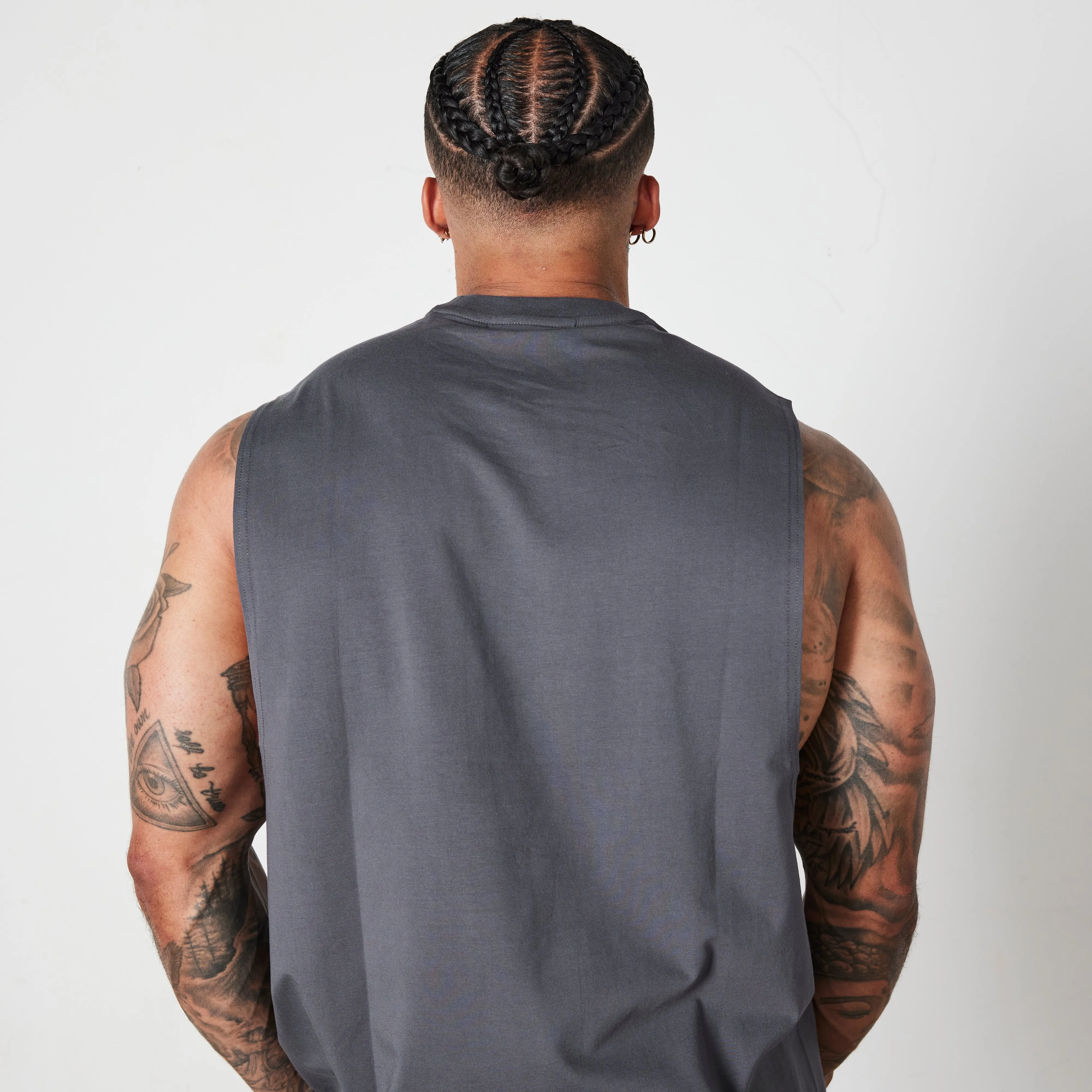 Fire - control - integrated Vanquish Essential Denim Blue Oversized Sleeveless T Shirt