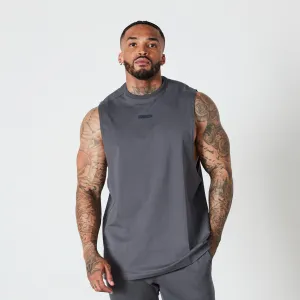 Sweat Wicking Ribbing Flexible frame Vanquish Essential Denim Blue Oversized Sleeveless T Shirt