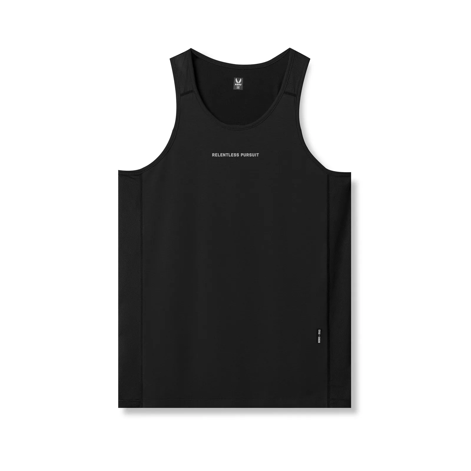 0809. Supima? Mesh Panel Training Singlet - Black "RP" Airflow channels