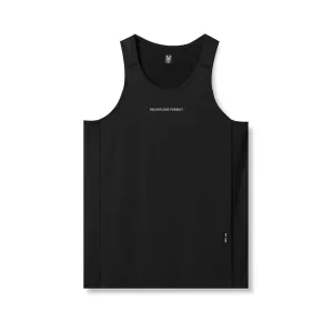 0809. Supima? Mesh Panel Training Singlet - Black "RP" Airflow channels