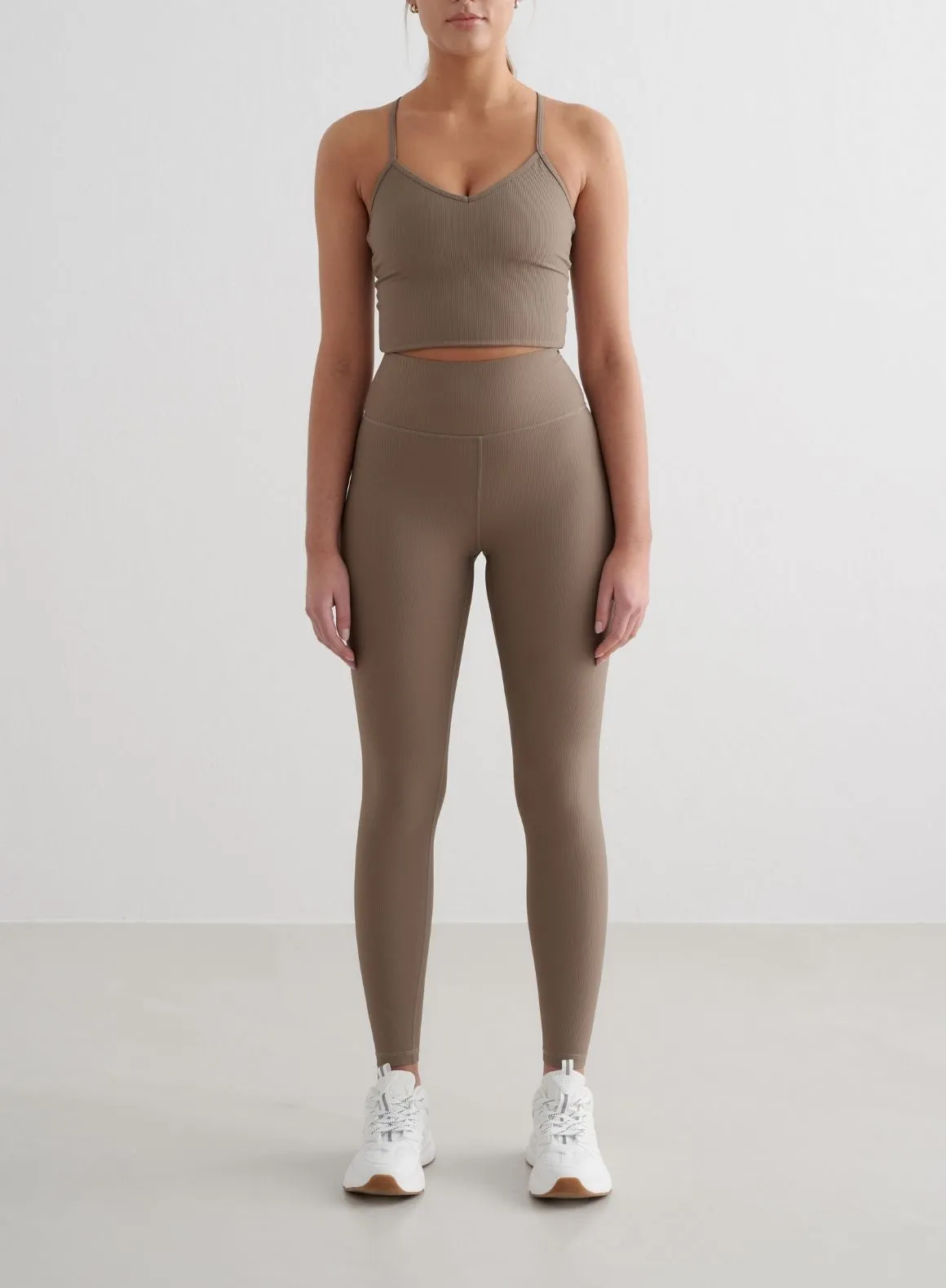 Nougat Ribbed Performance Bralette Anti Pill Technology medium quality