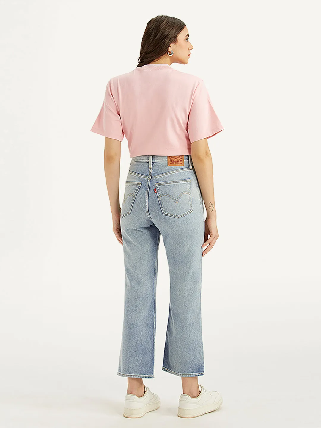 Weather Friendly Fresh casual Women's Light Blue Ribcage Cropped Bootcut Fit High Rise Jeans