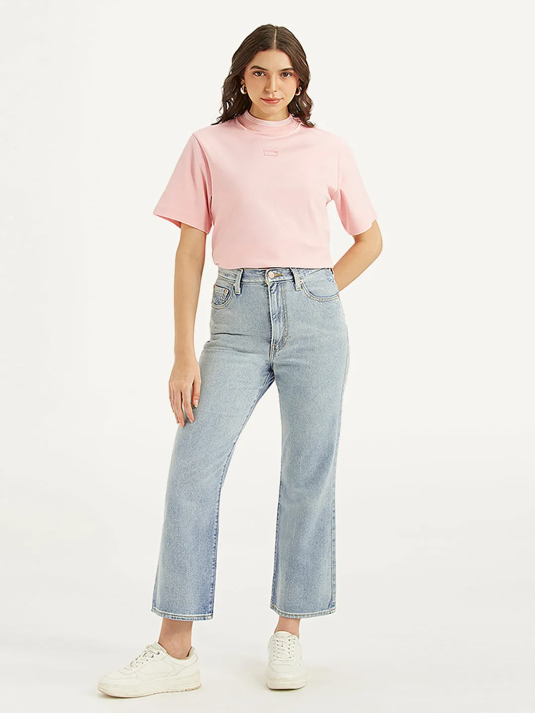 Vibrant Fashion Lover Women's Light Blue Ribcage Cropped Bootcut Fit High Rise Jeans