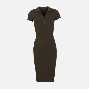 WOMEN RIBBED SHORT SLEEVE LONG DRESS SnagFree Surface