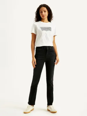Common Wear Style Simplicity Women's 724 Black Straight Fit High Rise Jeans