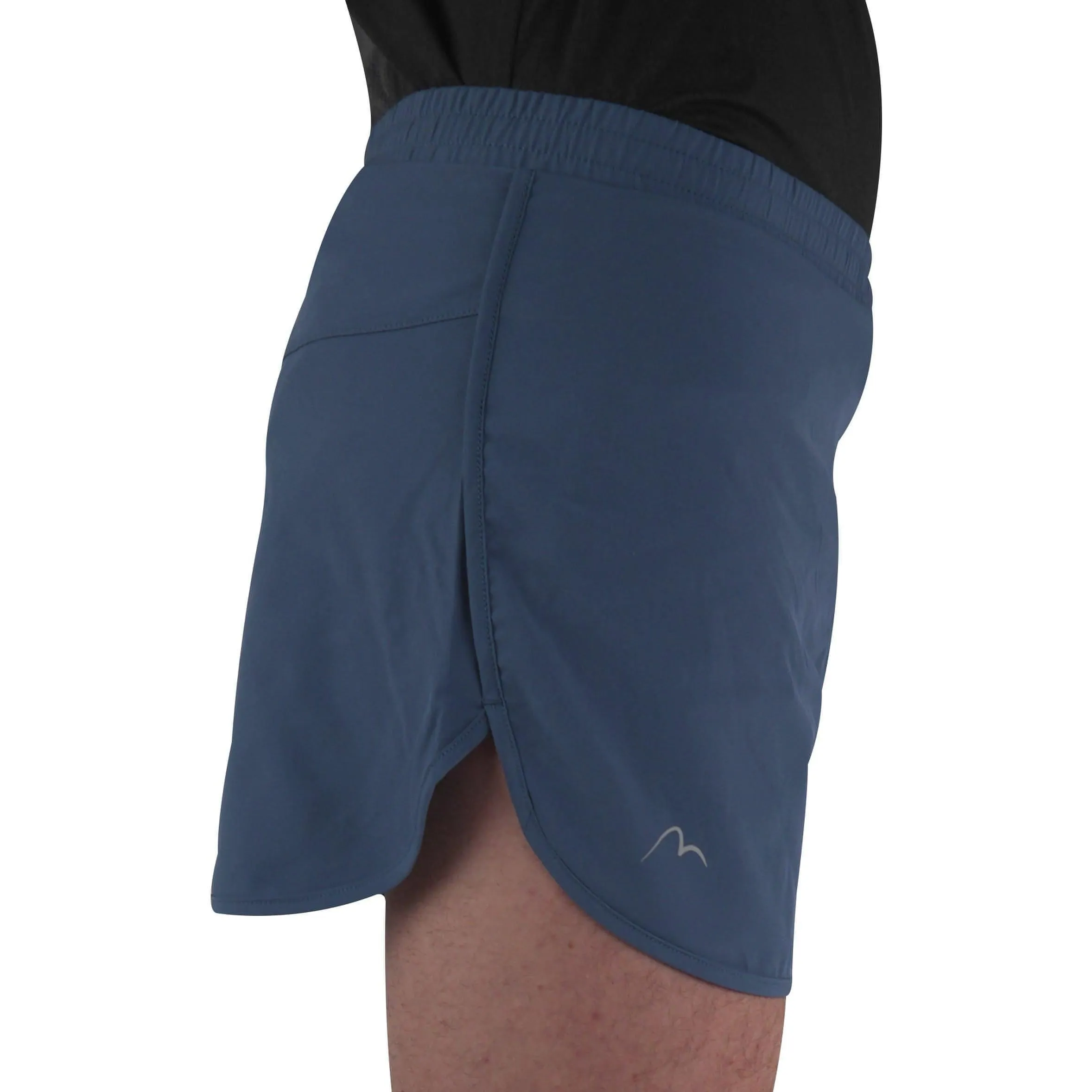 More Mile Racer Split Mens Running Shorts - Blue BreathableWebbing Ventilated Back Panels