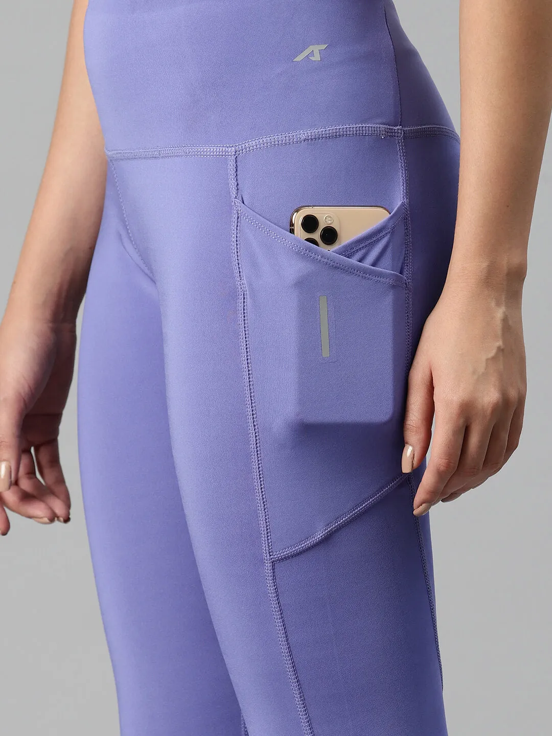 Lounge Outfit Shape Retention Alcis Women Purple High-Rise Cropped Tights