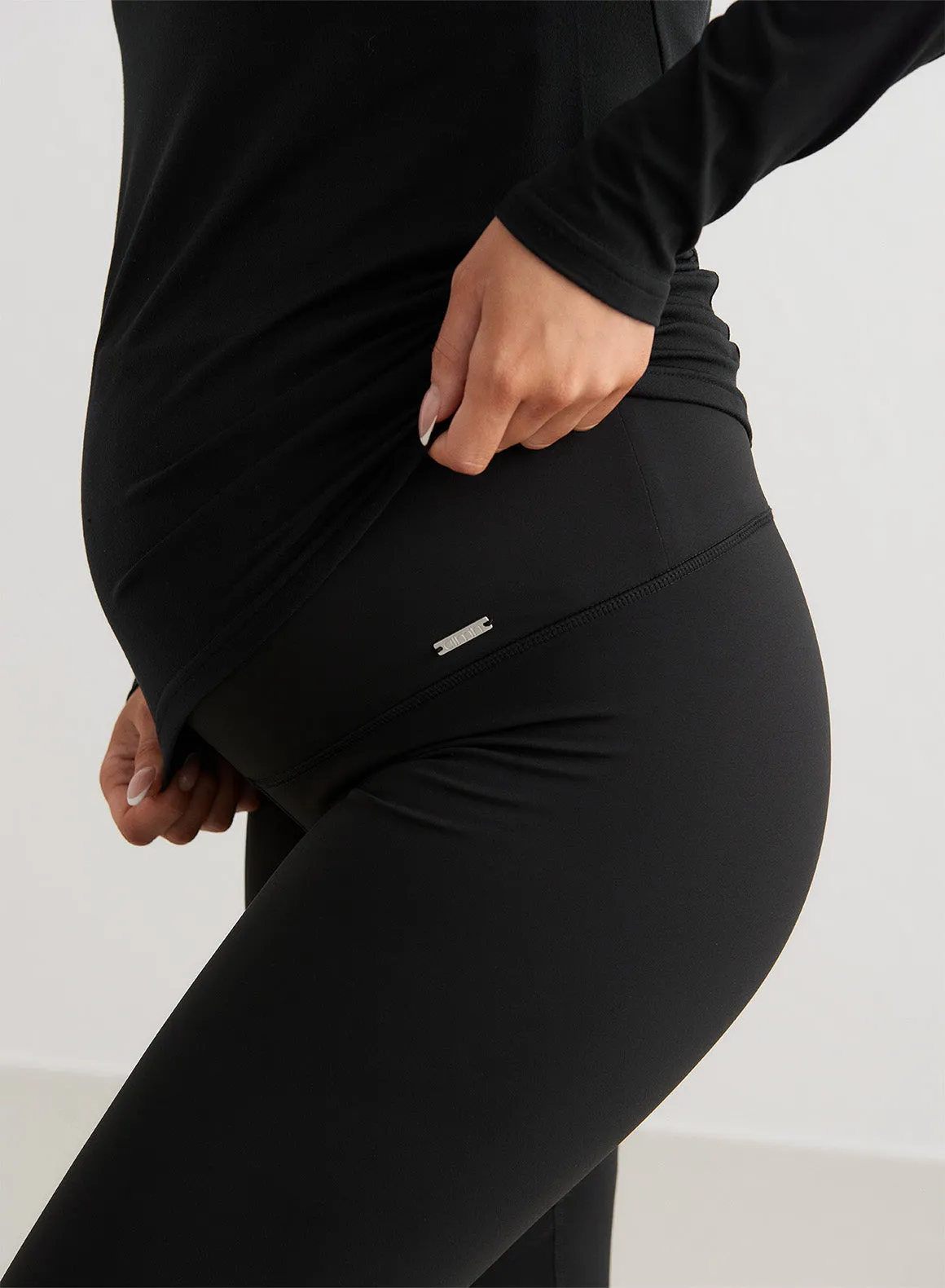 Odor Resistant Fabric Anti Pilling Technology Black Warming Maternity Tights