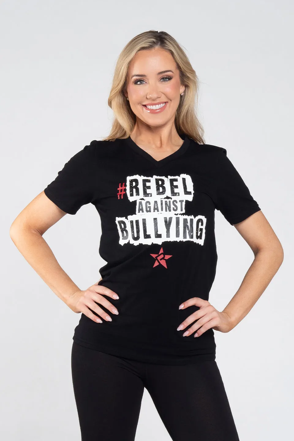 ZeroWasteProduction Vegan Mood Unisex Classic V Neck Rebel Against Bullying Tee