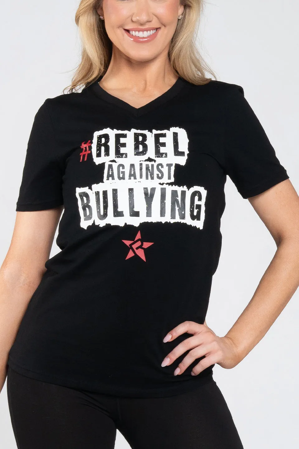 Neat Edge Unisex Classic V Neck Rebel Against Bullying Tee