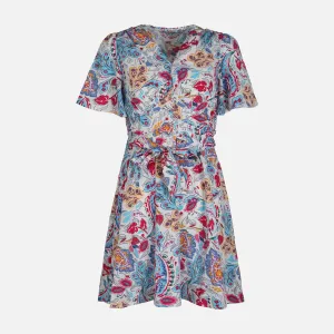 WOMEN FLORAL SHORT SLEEVE MIDI DRESS StainReleaseCoating Travel Vibe