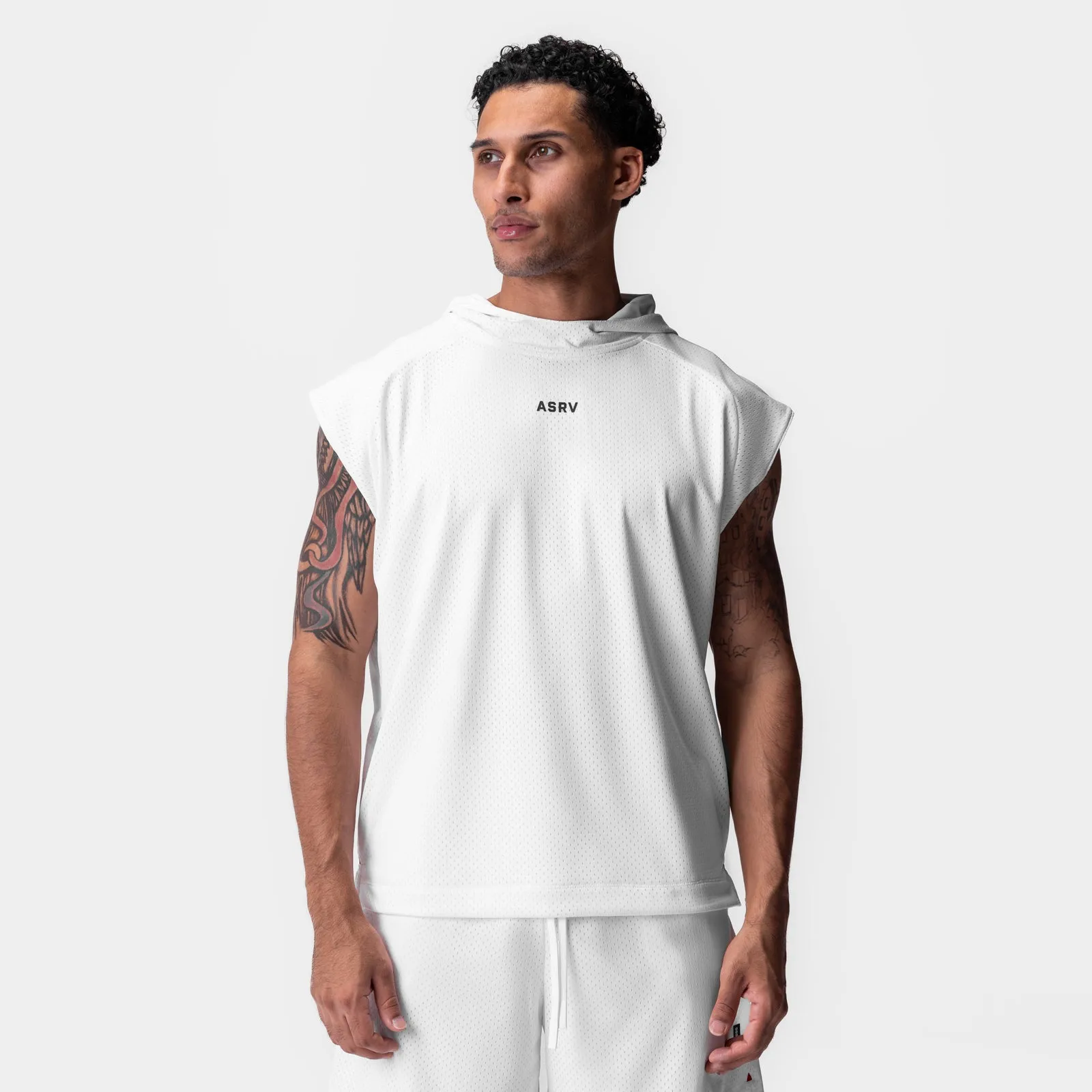 0983. Reversible 2-in-1 Cutoff Hoodie - White Wind Resistant