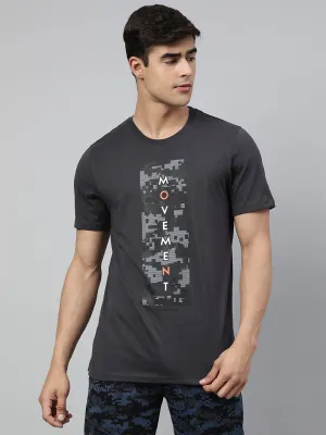 Alcis Men's Asphalt Grey Soft-Touch Regular-Fit Athleisure T-Shirt FormFitting Cut Pure Core