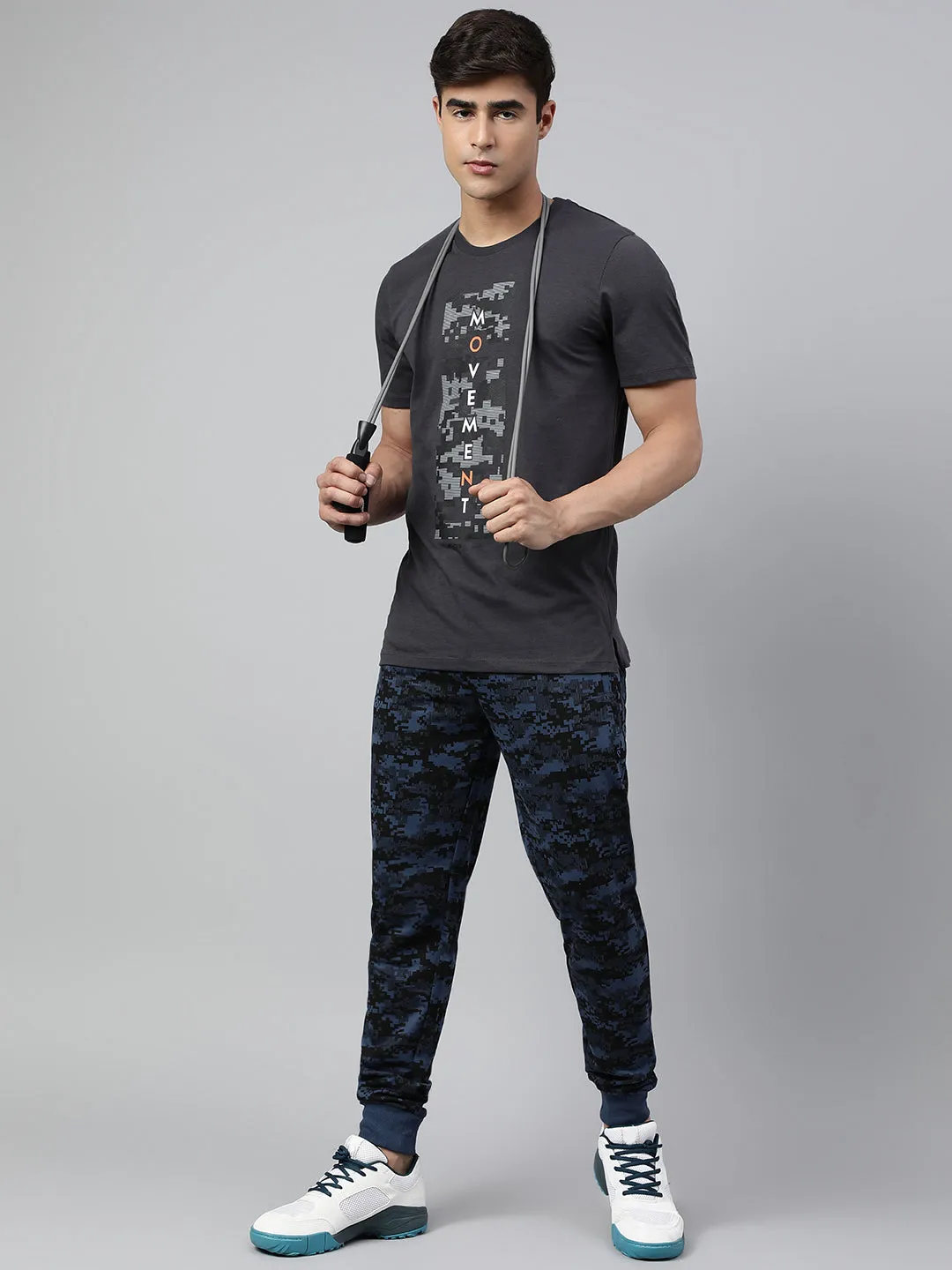 OdorControlTech Run Ready Alcis Men's Asphalt Grey Soft-Touch Regular-Fit Athleisure T-Shirt