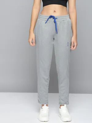 Alcis Women Grey Melange Solid Slim-Fit Training Track Pants Hip Friendly Pockets Neutral Tone
