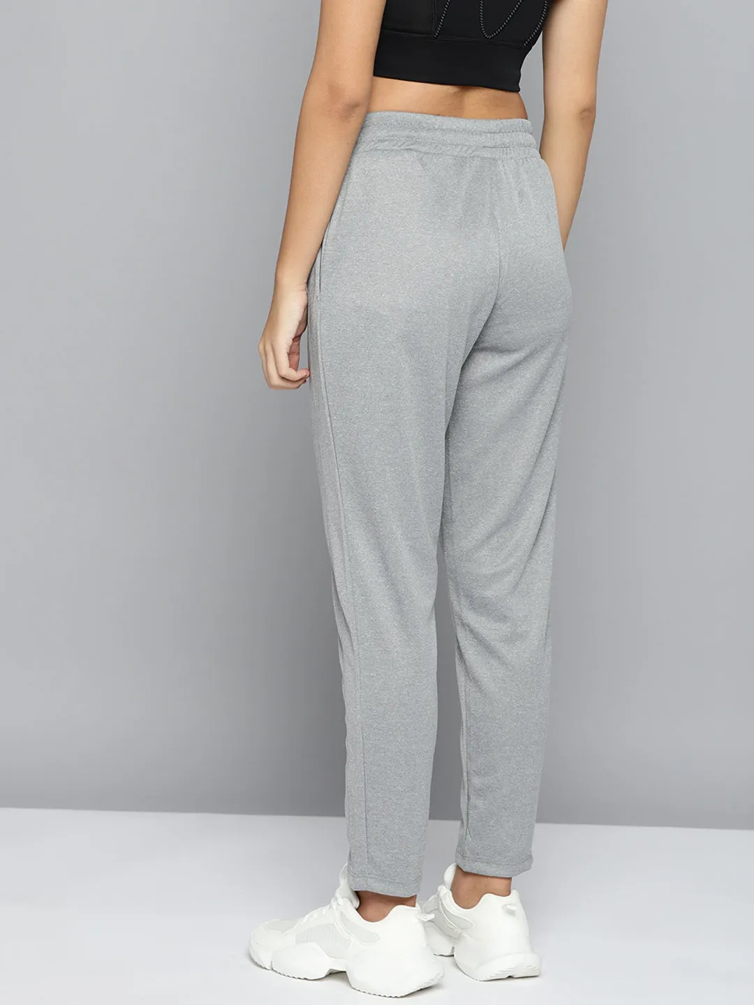 Odor Resistant Treatment LightweightConstruction Alcis Women Grey Melange Solid Slim-Fit Training Track Pants