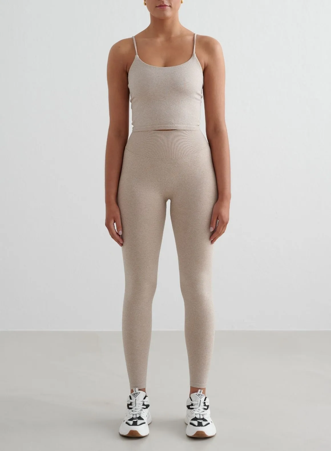 Beige Melange Shape Seamless Strap Singlet Stable Fire resistant