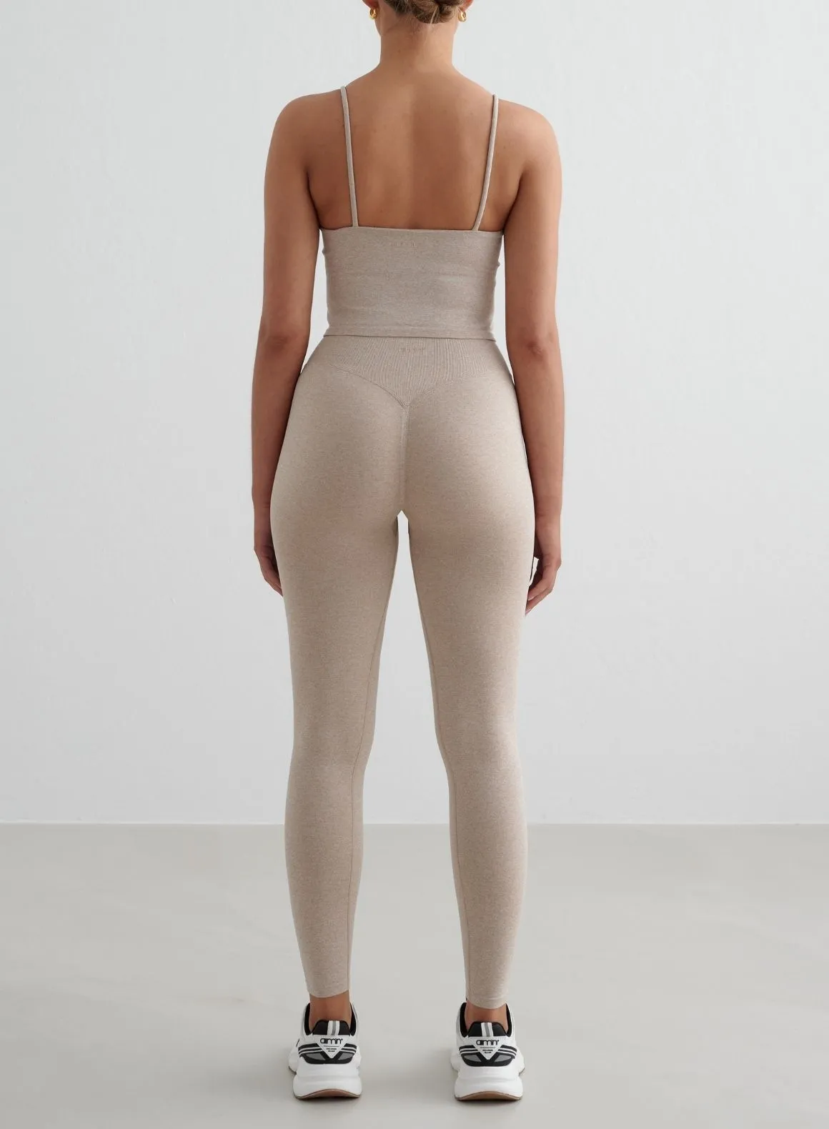Travel Ready coastal region Beige Melange Shape Seamless Strap Singlet