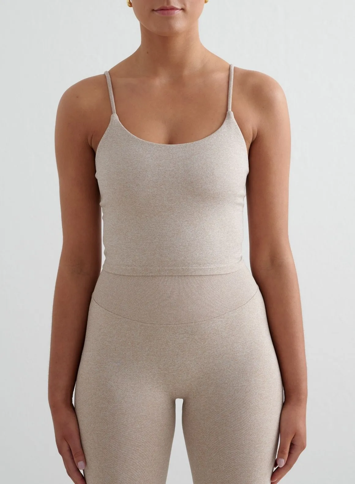 high pressure situation Resource - efficient Beige Melange Shape Seamless Strap Singlet