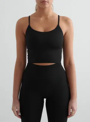 medium performance Fashion Active Black Shape Seamless Strap Singlet