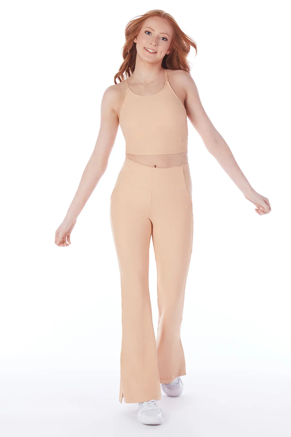 Power Flare Leggings in Buff Anti Pilling Fabric Ultra Soft Texture
