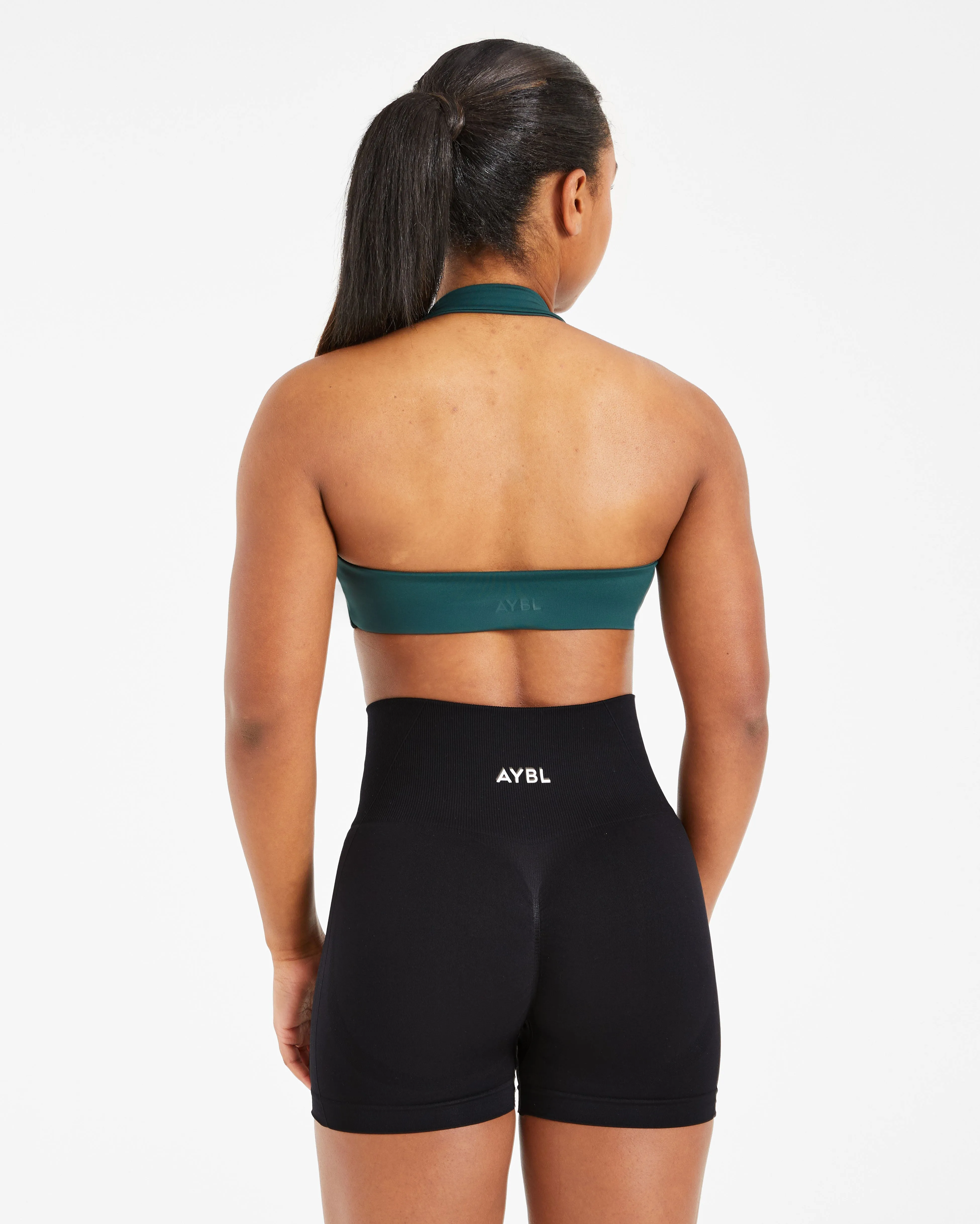 Essential Halterneck Sports Bra - Deep Green Coordinate with other items seams