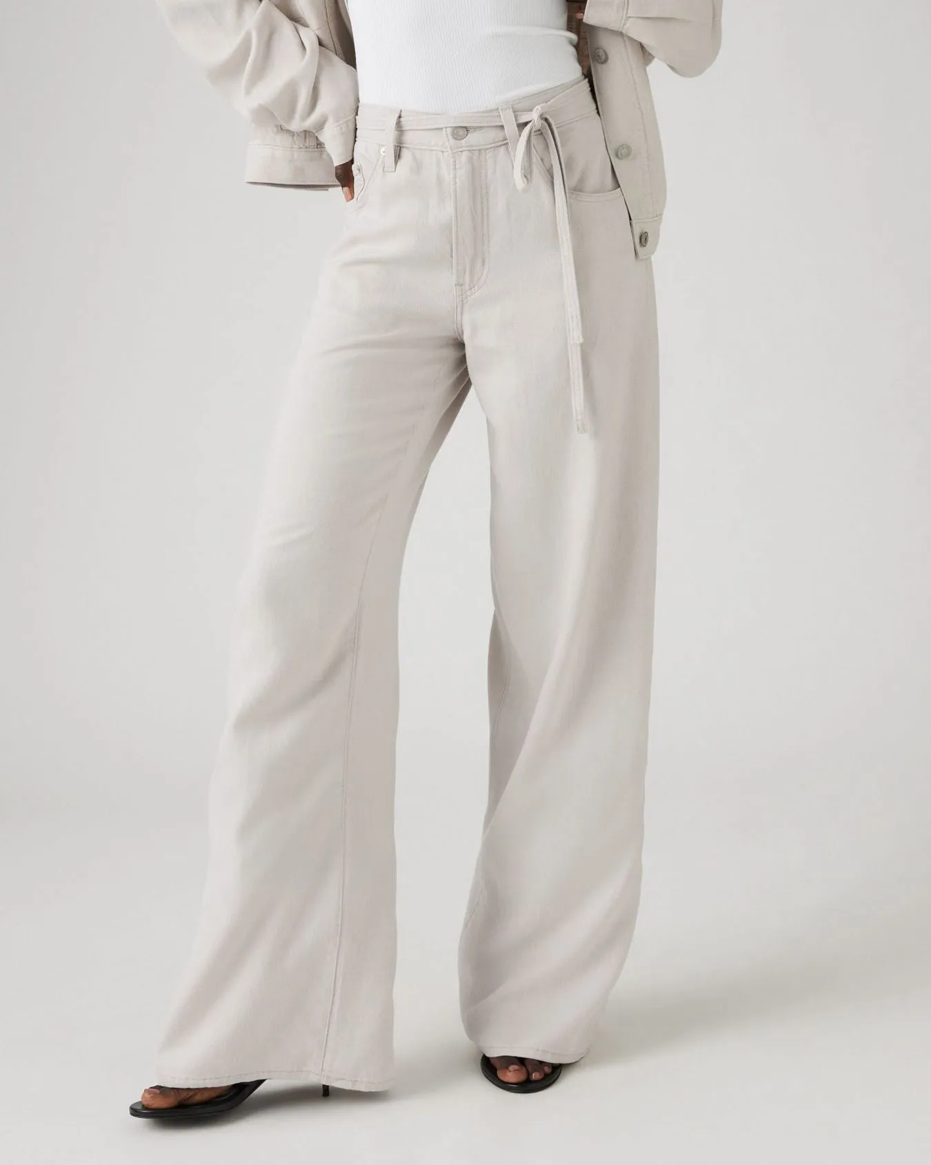 Levi's? Womens XL Straight Wide Leg Linen Trousers - Crystal Grey Daily Essential
