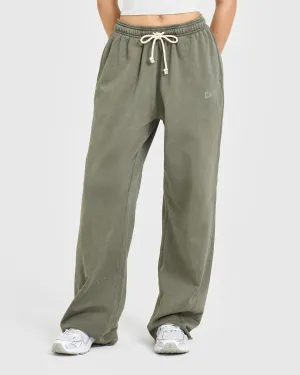 UltraSoftLining Quick Wash Raw Lounge Wide Leg Joggers | Washed Alpine Green NonRestrictive Movement