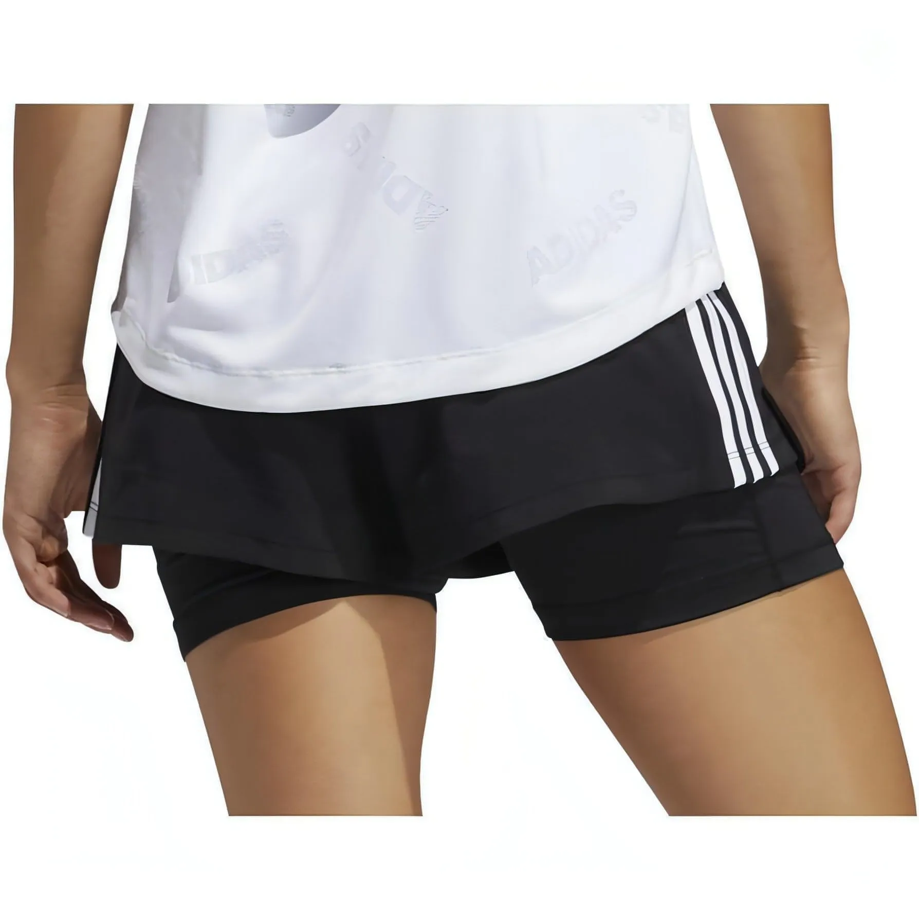Bohemian style light feel adidas Pacer 3 Stripes Woven 2 In 1 Womens Training Shorts - Black