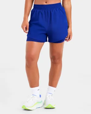 Run 2 in 1 Shorts - Cobalt Sport Comfort Hypoallergenic Textile Recycled Polyester Blend