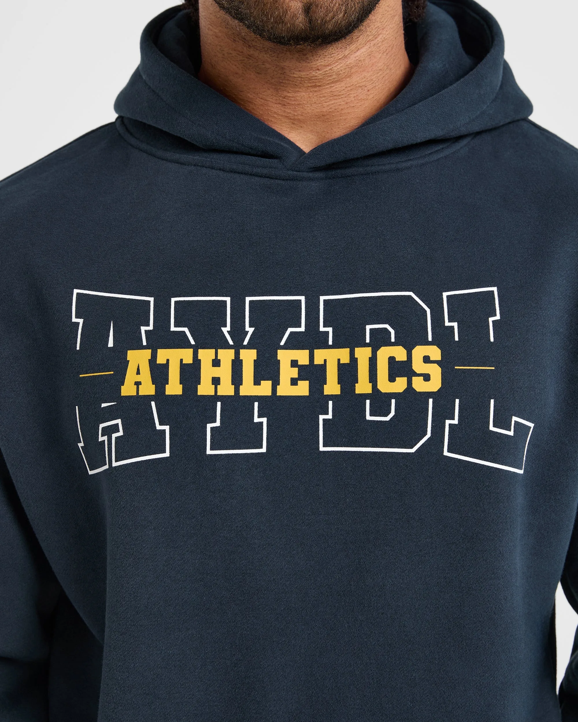 Urban Spirit Elastic hem Athletics Oversized Hoodie - Navy