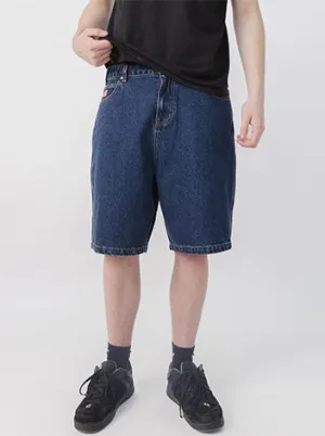 Baggy Denim Shorts High Durability Blend