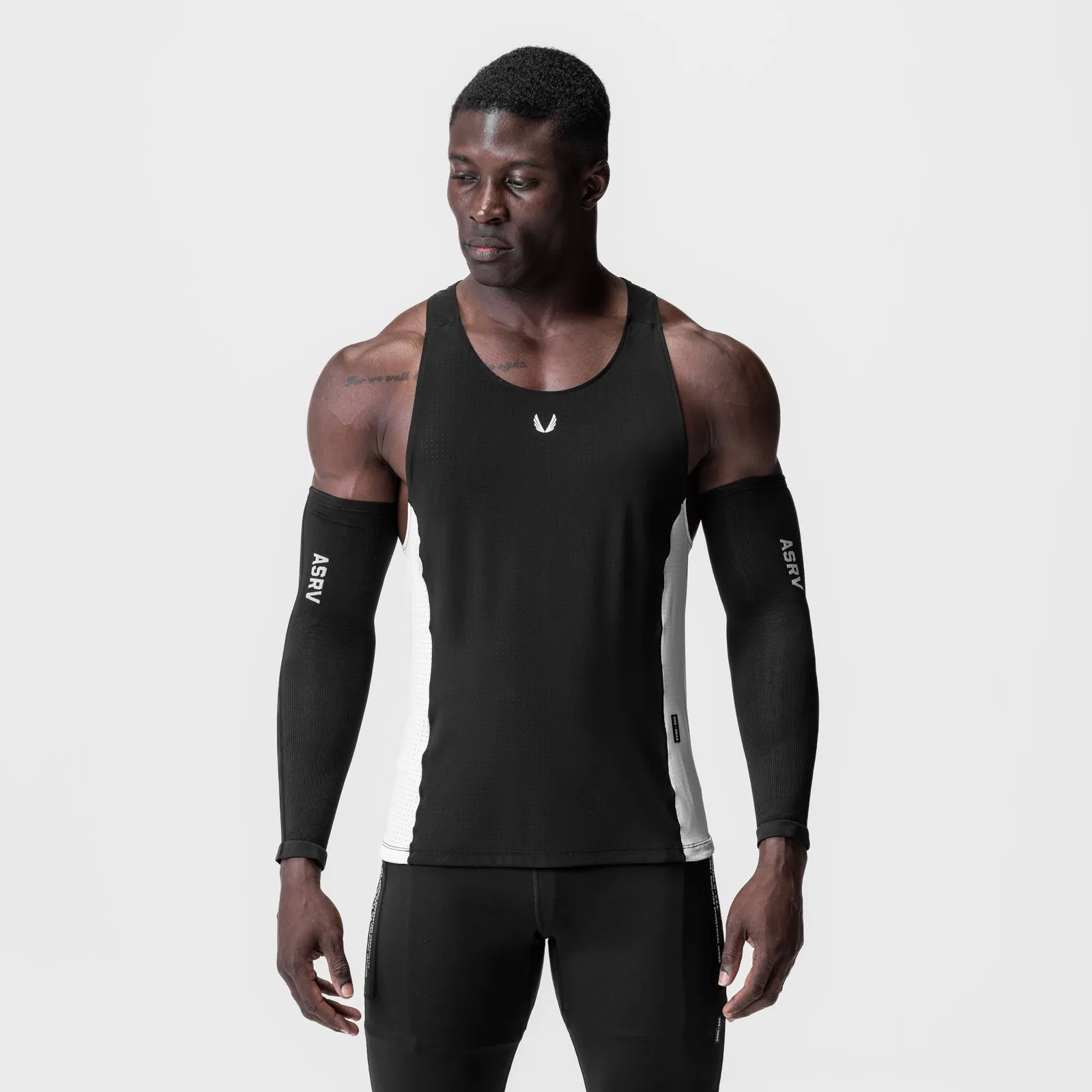 0949. Laser-Vent? Singlet Tank - Black/White Minimal Comfort
